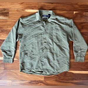 Reservoir Peached Army Green Button Up Long Sleeve Shirt size XL